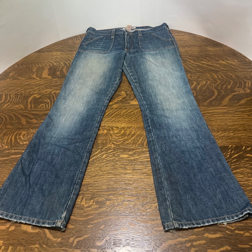 Abercrombie & Fitch Jeans Womens 8 Blue Flare Patch Pocket Denim VTG Y2K